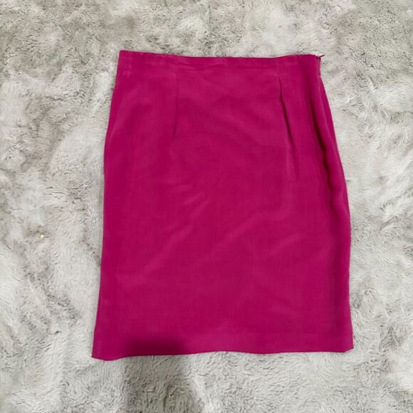 Vintage Dresses & Skirts - Rena Rowan 100% Silk‎ Skirt Size 8 Magenta Pink Pencil Lined Formal Vintage